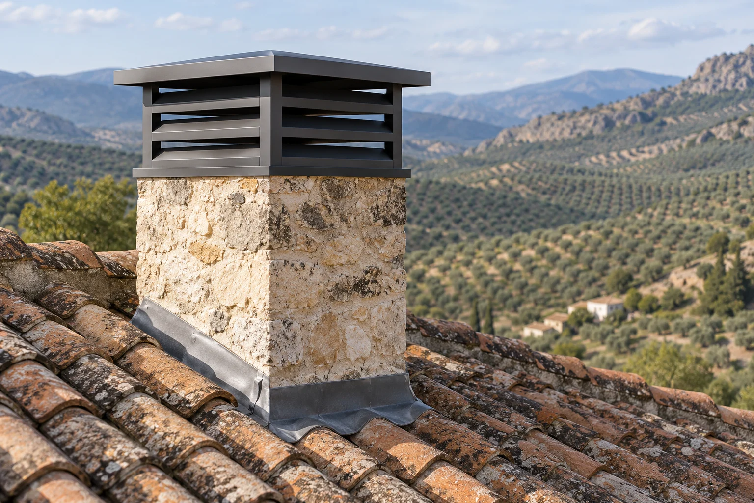 Remates exteriores de chimenea en Jaén: proteger el encuentro con la cubierta